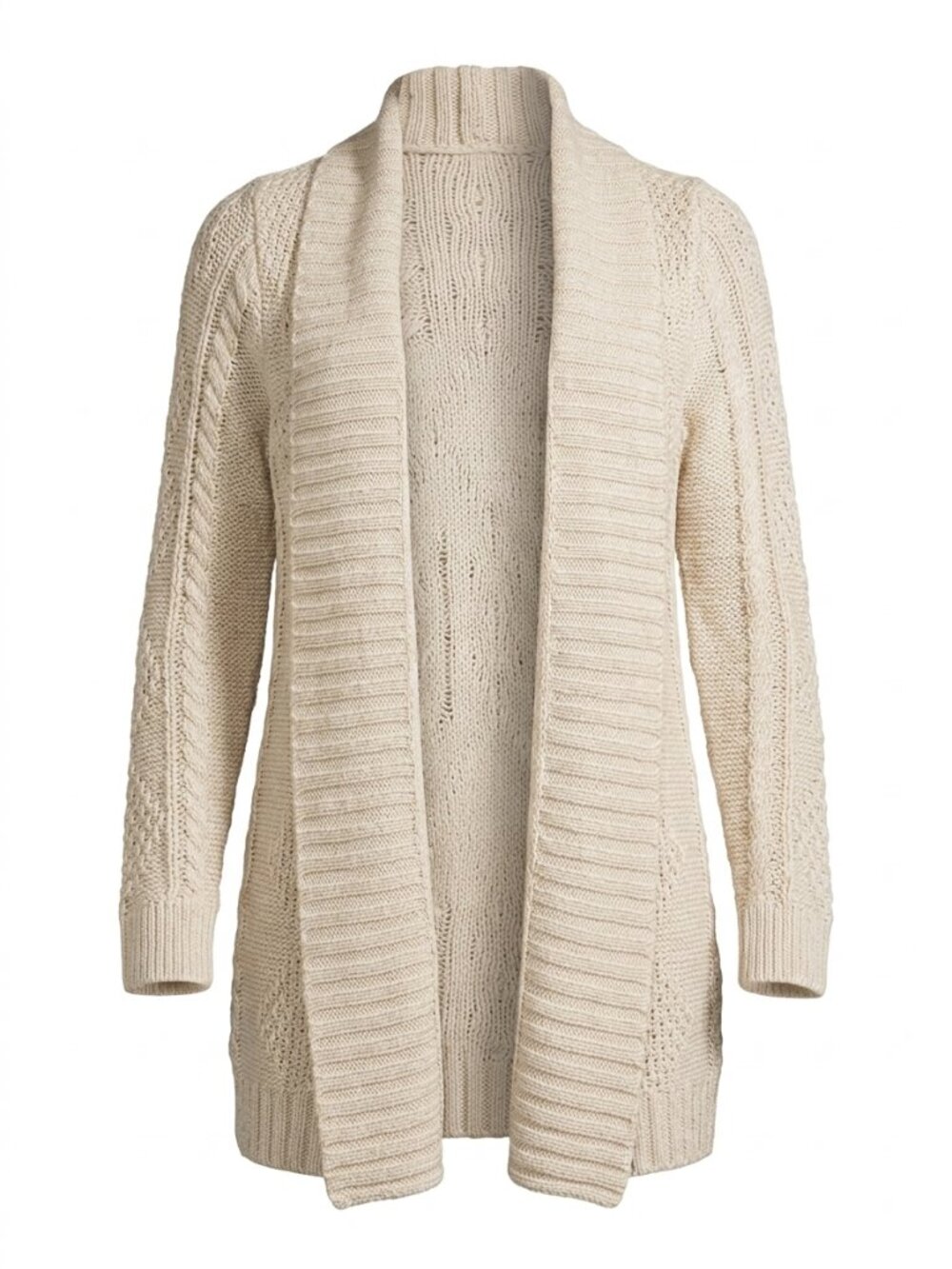 Charlotte Russe Cream Chunky Cable Knit Open Front Cardigan S